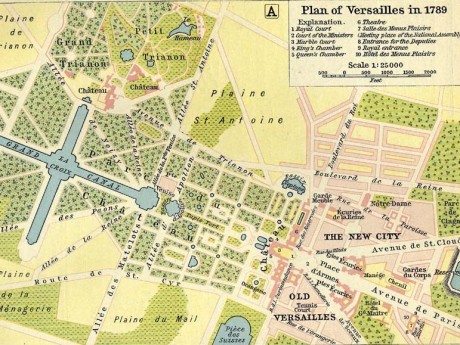 Map of Versailles in 1789 by William R Shepherd died 1934 460x345 El Palacio de Versalles, la joya de la corona francesa